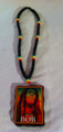 Red, Green & Gold : 30" Bob Marley Flag & Lion Heart Necklace & Wooden Pendant (Super Large Size)