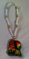 Red, Green & Gold *: 32" Rastafari Selassie Lion Necklace & Wooden Pendant (XL)