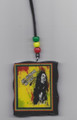 Red, Green & Gold : 36" Bob Marley No Woman No Cry Necklace & Wooden Pendant 