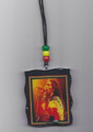 Red, Green & Gold : 36" Bob Marley Live Necklace & Wooden Pendant 