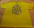 Jah Rock Movement : Peace Love & Unity (Silver Prints) - T Shirt (Neon Yellow)