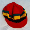 Knitted Rasta Cotton Short Peak Cap (Red)