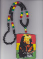 Red, Green & Gold : 32" Bob Marley Smoke Spliff Necklace & Wooden Pendant (Super Large Size)