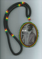 Red, Green & Gold : 30" Selassie Africa Necklace & Wooden Pendant (Super Large Size)