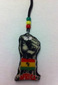 Red, Green & Gold : 34" Africa Fist Rasta Necklace & Wooden Pendant (Small)