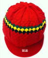 Knitted Tam With Rasta Stripes - Red