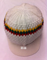Knitted Tam With Rasta Stripes - White
