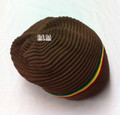 Knitted Beanie With Rasta Stripes - Brown