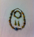 Ghana Krobo Glass Powder Beads 2 : Necklace, Bracelet & Earring (Jewelry Set)
