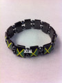 Jamaica Flag - Hematite Magnetic Bracelet : Black, Green And Gold