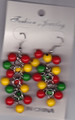 Red, Green & Gold Beaded Earring