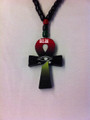 Wooden Beaded Necklace & Wooden : Ankh Cross Pendant (Colors)