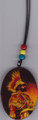 Red, Green & Gold... 20" Necklace & Wooden Selassie Feathers Pendant