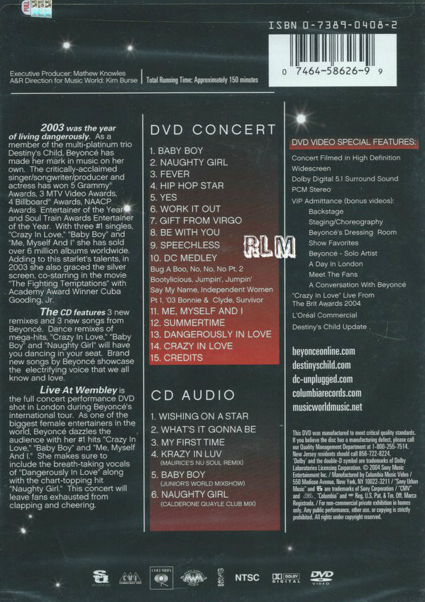 Beyonce : Live At Wembley DVD/CD - Reggae Land Muzik Store