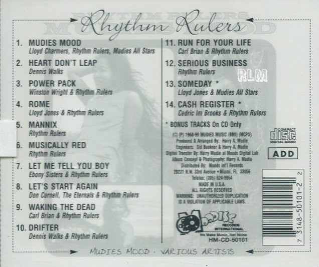 Rhythm Rulers - Mudies Mood : Various Artist CD - Reggae Land