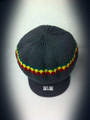 Knitted Tam With Rasta Stripes - Gray