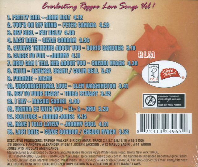 Everlasting Reggae Love Songs Vol.1 : Various Artist CD Everlasting Reggae Love Songs Vol.1 : Various Artist CD