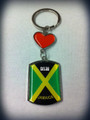 Jamaica Flag & Heart : Flag Keychain 
