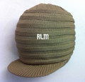 Knitted Large Peak Hat - Beige (Ribbed)