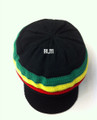 Knitted Large Peak Hat (2) - Black (Ribbed) 