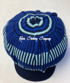 Knitted Rasta Large Peak Cap (Blue & Black Stripes)