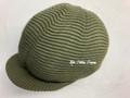 Rasta Ribbed Large Peak Hat - Army Green (Solid)