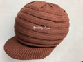 Knitted Large Peak Hat - Dark Brown (Ribbed)