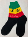 Rasta Stripe - Leaf : Crew Socks (Black/Red/Gold/Green)