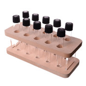 Test Tube Rack WITH 10 Test Tubes and Screw On Lids (16mm x 100mm Tubes)