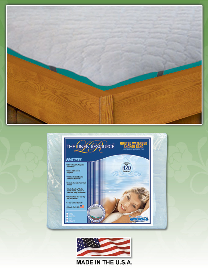 Quilted Waterbed Anchor Band Contour Fit Mattress Pad by Innomaxanchor