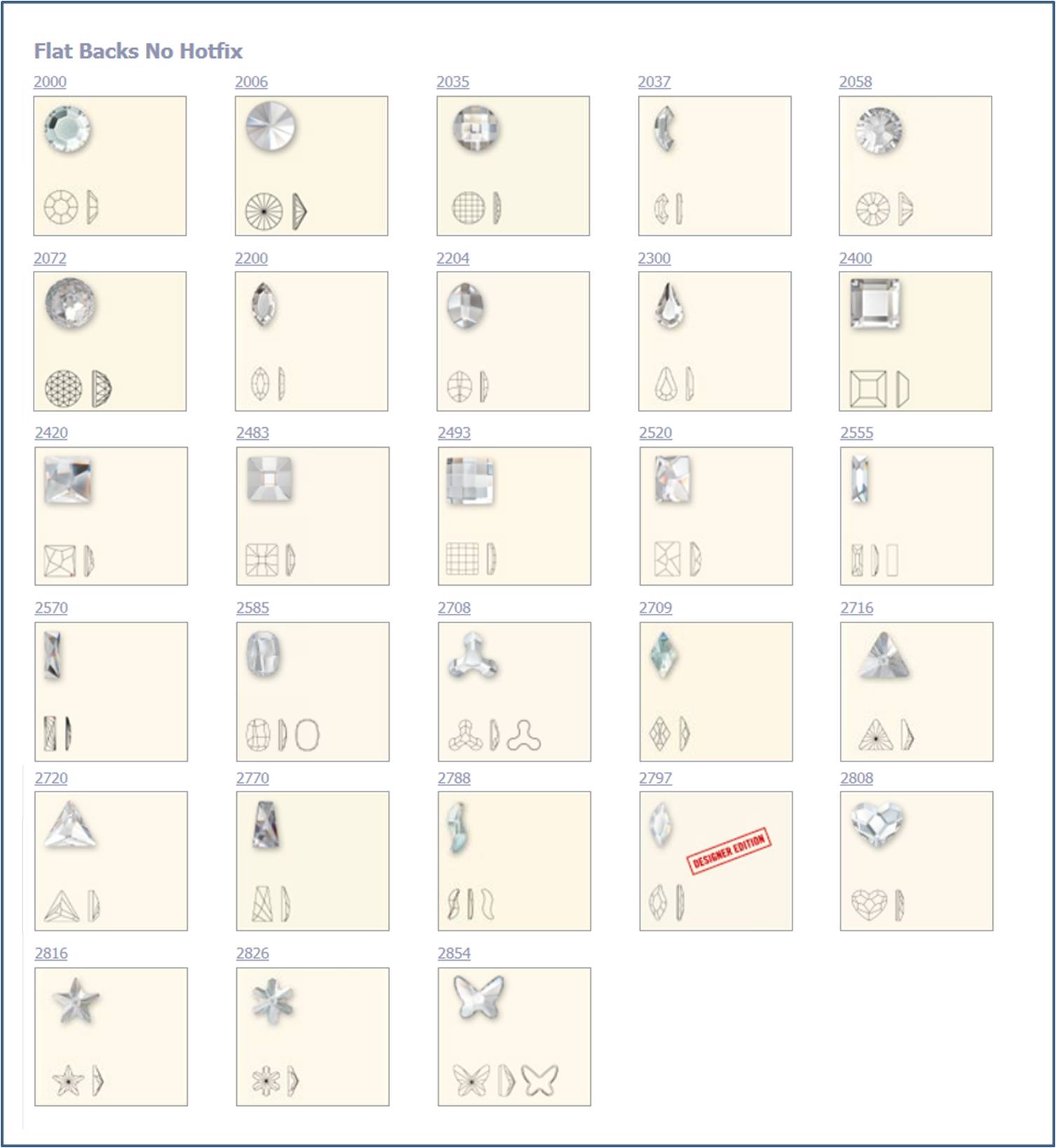 Swarovski Colour Chart