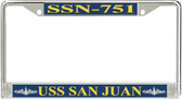 USS San Juan SSN-751 License Plate Frame