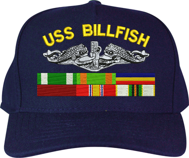 Custom Embroidered U.S. Navy Submarine Cap with Service Ribbons