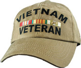 Vietnam Veteran Khaki Cap with Ribbons