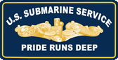 U.S. Submarine Service/Pride Runs Deep With Gold Dolphins Auto Tag