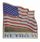 Retired with American Flag Lapel Pin