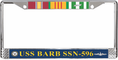 USS Barb SSN-596 Vietnam Veteran 3-Ribbon Stack License Plate Frame