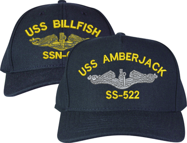 High and Low Profile Navy Blue Made in the USA Wool Blend Customized Embroidered Submarine Ship Cap