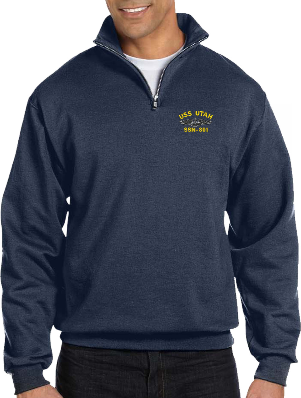 USS Utah SSN-801 with Dolphins Embroidered Quarter-Zip Pullover