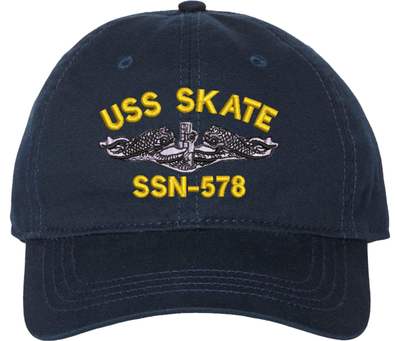 USS Skate SSN-578 with Dolphins Unstructured Dad Cap - Submarine