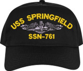 USS Springfield SSN-761 with Dolphins Embroidered Cap