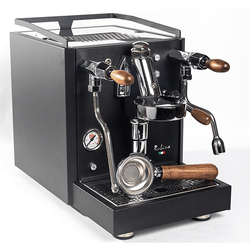 Quick Mill Rubino Matt Black and Wood Espresso Machine