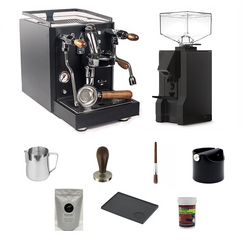 Quick Mill Rubino Black Espresso Machine and Eureka Mignon Manuale Grinder Package