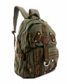 Amik "Baldwin Hills" Designer Vintage Canvas School Backpack - Military Green