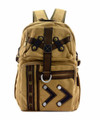 Amik "Baldwin Hills" Designer Vintage Canvas School Backpack - Khaki Tan