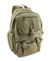 Amik "VIctor Heights" Medium Canvas Backpack with Leather Trim - Khaki Green