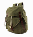 Amik "Tarzana" Medium Canvas Backpack with Leather Straps - Military Green