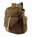 Amik "Tarzana" Medium Canvas Backpack with Leather Straps - Coffee Brown