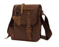 "Morro Bay" Vintage Canvas and Leather Shoulder Satchel - Coffee Brown