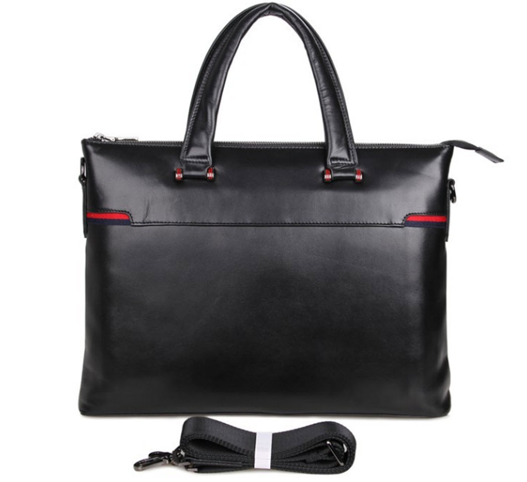 /"Ankara/" Men/'s Smooth Top Grain Leather Trendy Briefcase Glossy Black